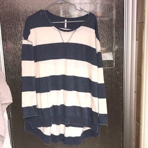 Blue + white stripe Z Supply Weekender oversized top